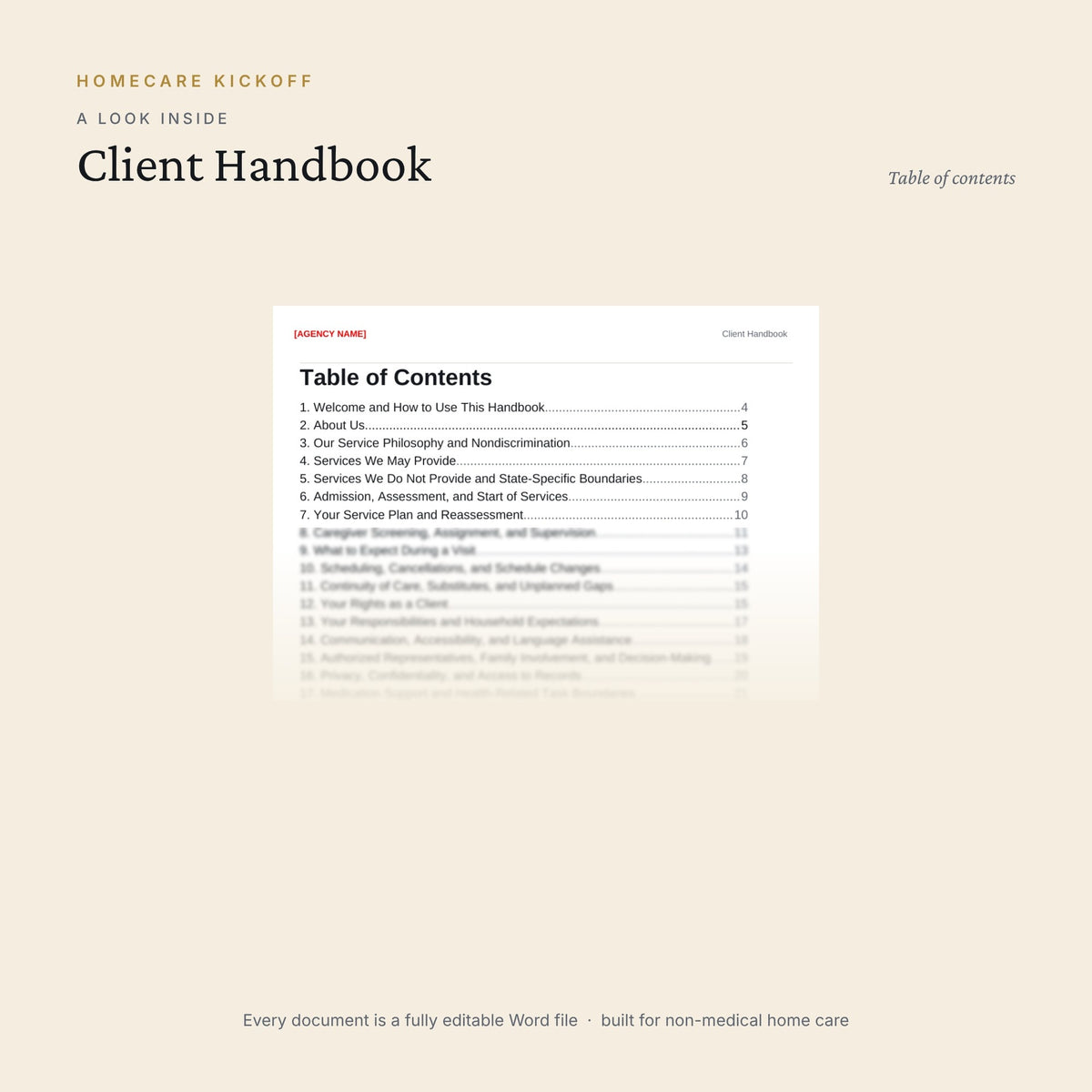 Preview of pages inside the Client Handbook