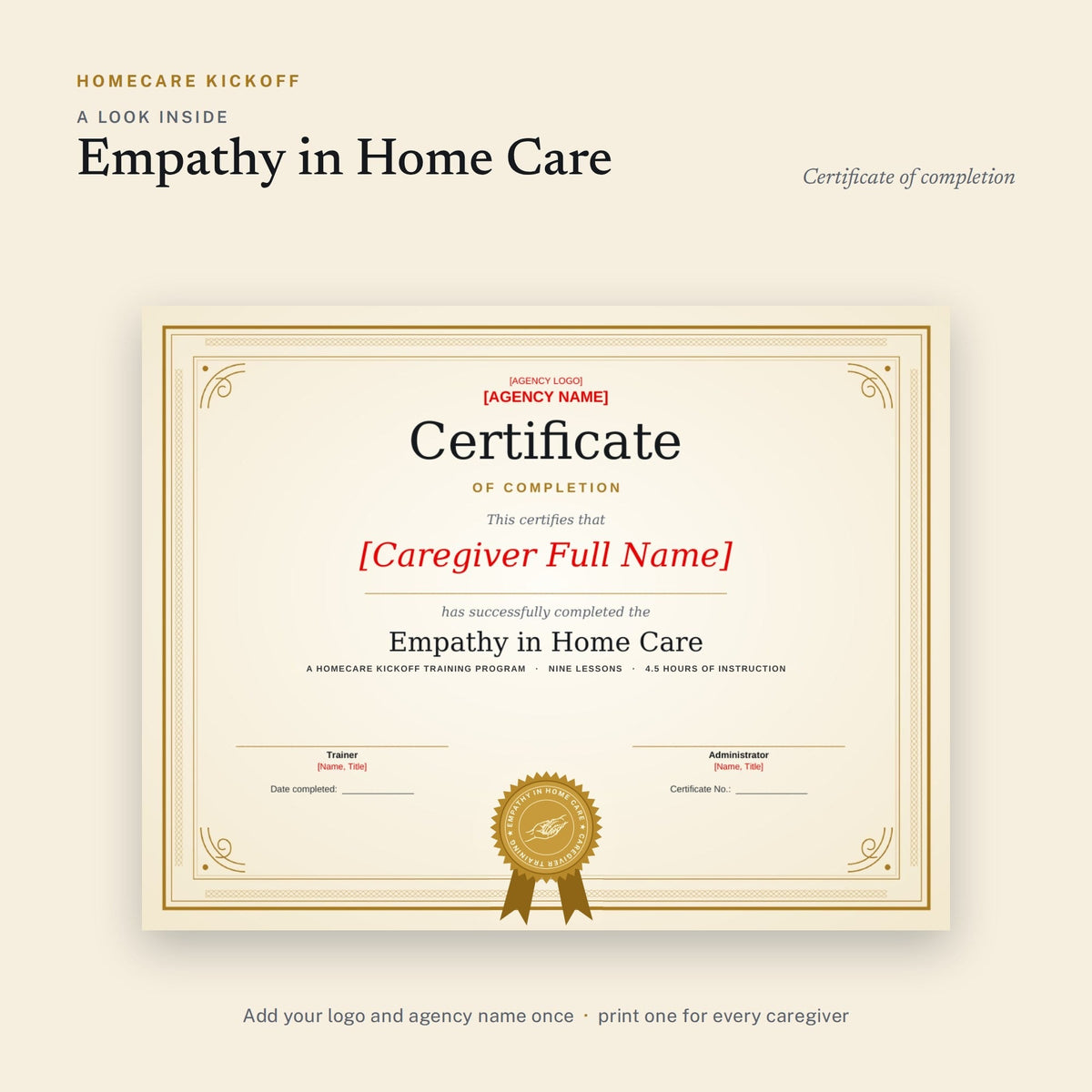 Preview of pages inside the Empathy in Home Care Training Program