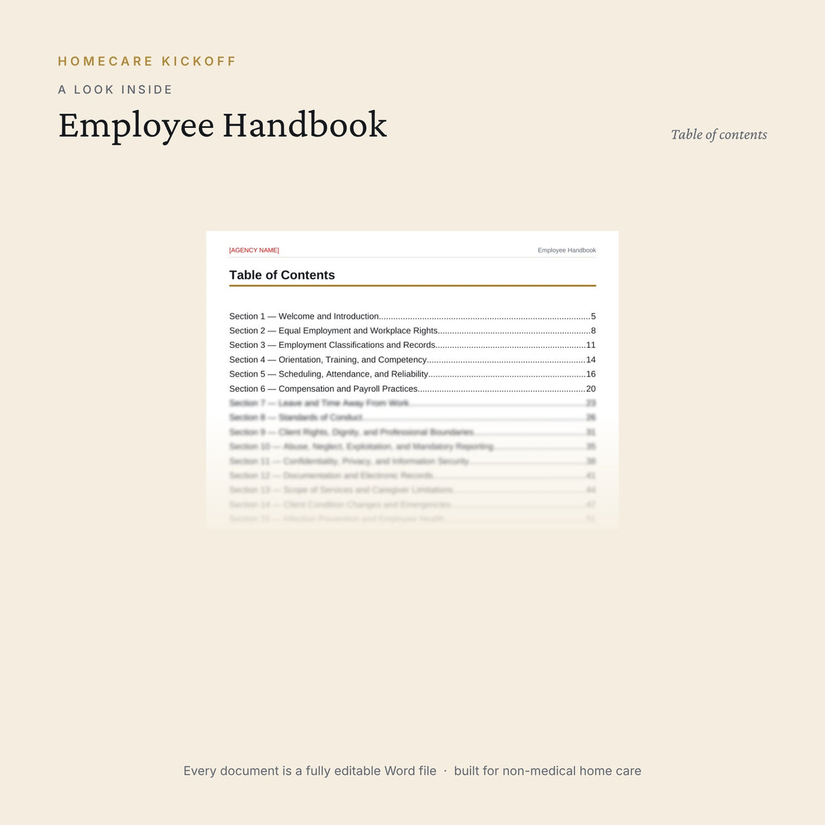 Preview of pages inside the Employee Handbook