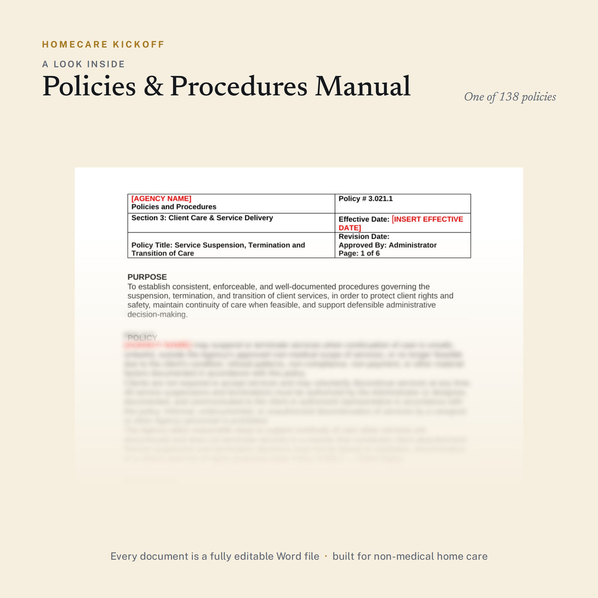 Preview of pages inside the Policies & Procedures Manual
